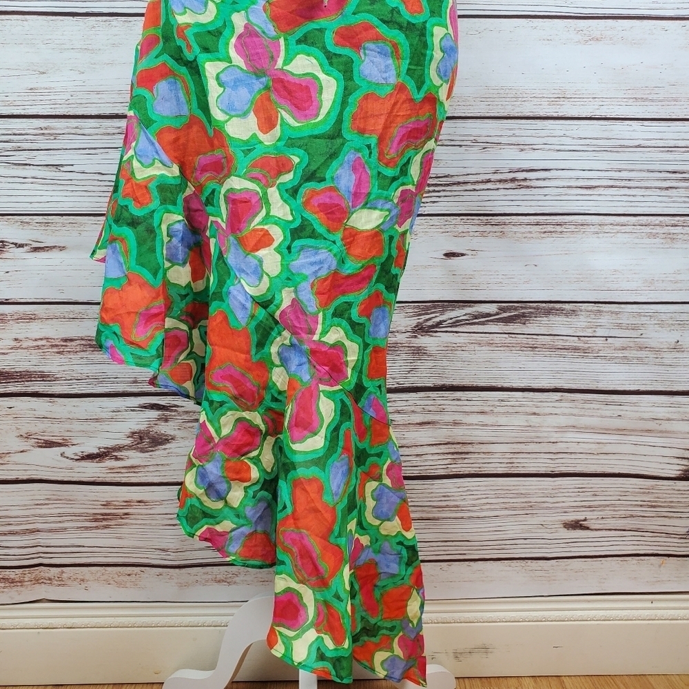 Amanda Uprichard Womens Medium Shaena Tish Style Green Floral Halter Dress  #217 - Picture 9 of 10